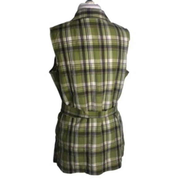 NWOT White Stag Sleeveless Belted Button Front Plaid Fabric Tunic Top Size XL - Picture 6 of 8